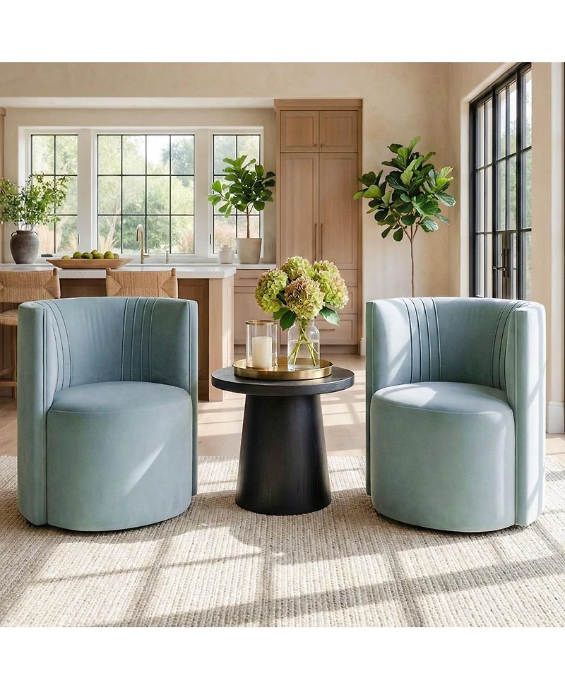 Maison Boucle Velvet Swivel Barrel Accent Chair 360degree(s) Rotating Tub Chair, 1 Piece