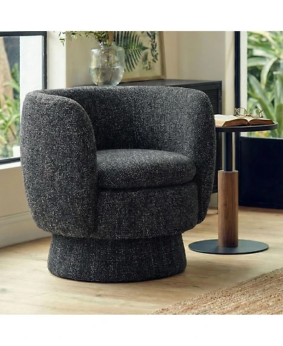 Maison Boucle 31 Tweed Swivel Barrel Accent Chair, Upholstered Armchair, 1 Pc