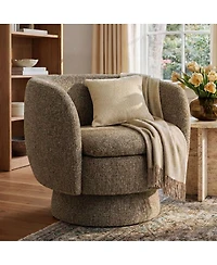 Maison Boucle 31 Tweed Swivel Barrel Accent Chair, Upholstered Armchair, 1 Pc