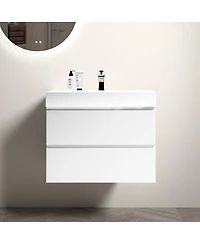 Sillysis 30" Wall Mounted Bathroom Vanity with Sink, Modern Minimalist Mdf Floating Bathroom Vanity without Faucet, Pre-Assembled