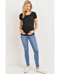 Hello Miz Maternity Side Ruched Short Sleeve T-Shirt Top