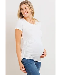 Hello Miz Maternity Side Ruched Short Sleeve T-Shirt Top