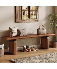 Tribesigns Solid Wood Entryway Bench, Farmhouse Indoor Wooden End of Bed Bench