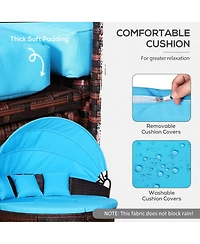 Outsunny 4-Piece Rattan Patio Furniture Set, Round Convertible Daybed or Sunbed with Adjustable Sun Canopy, Sectional Sofa, 2 Chairs, Table