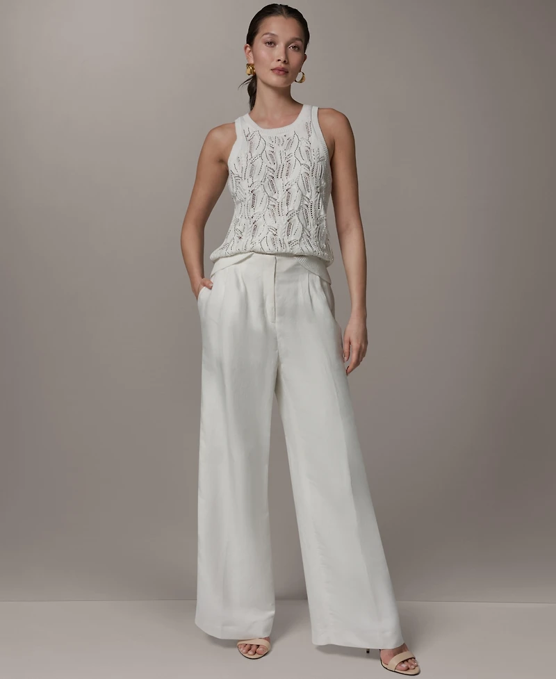 Donna Karan New York Women's Pleated Wide Leg Pants