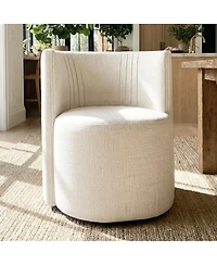 Maison Boucle Textured Fabric Swivel Barrel Accent Dining Chair With Casters 1 Pc
