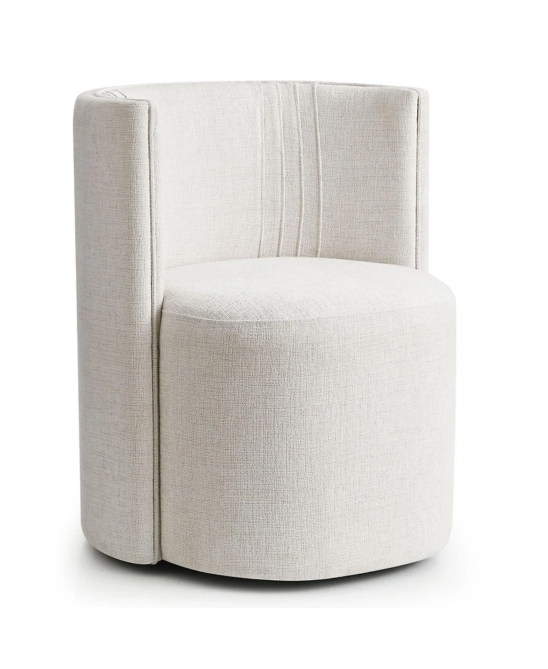 Maison Boucle Textured Fabric Swivel Barrel Accent Dining Chair With Casters 1 Pc