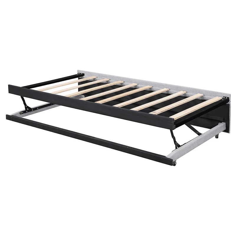 Streamdale Furniture Twin Size Upholstered L-Shaped Upholstered Daybed with Pop Up Trundle