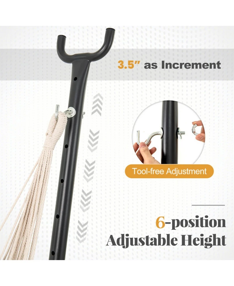 Gouun Hammock Chair with Stand, 6-Position Adjustable Height and Side Pocket