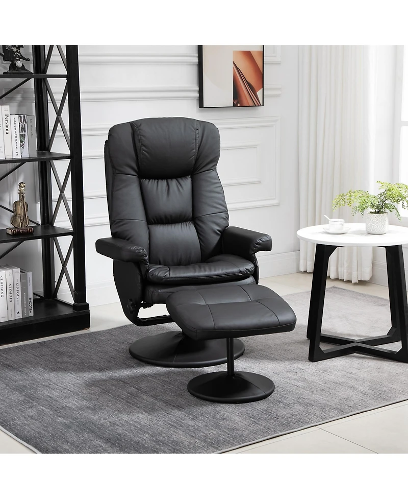 Boyel Living Swivel Pu Leather Recliner and Ottoman with Adjustable Backrest