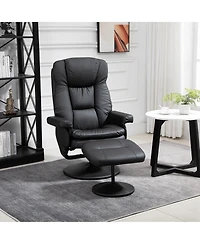 Boyel Living Swivel Pu Leather Recliner and Ottoman with Adjustable Backrest
