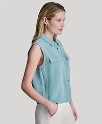 Dkny Women's Sleeveless Collared Top