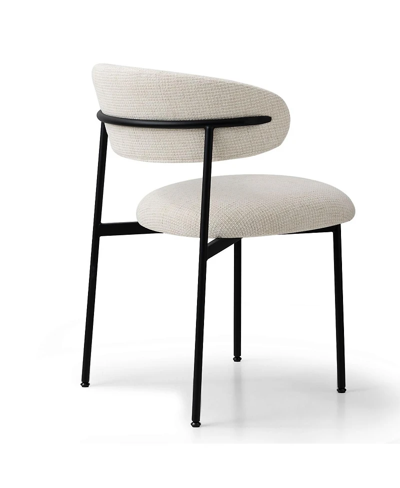 Maison Boucle Set of 2 Modern Textured Upholstered Dining Chairs with Curved Back