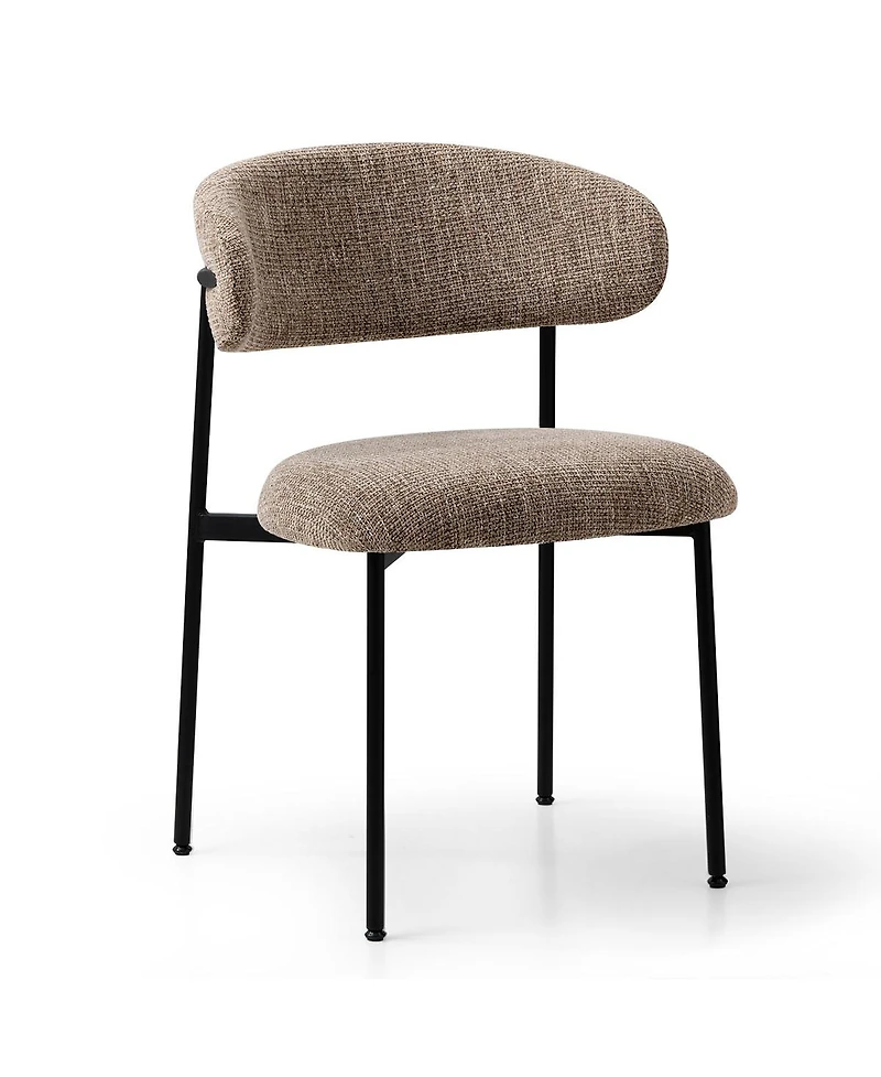 Maison Boucle Set of 2 Modern Textured Upholstered Dining Chairs with Curved Back