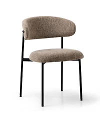 Maison Boucle Set of 2 Modern Textured Upholstered Dining Chairs with Curved Back