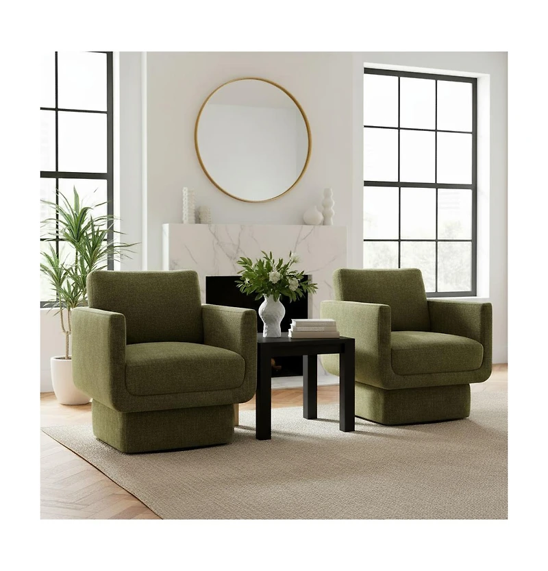 Maison Boucle 360 Swivel Barrel Accent Chair, Modern Club Lounge 1 Pc