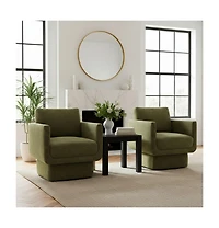Maison Boucle 360 Swivel Barrel Accent Chair, Modern Club Lounge 1 Pc