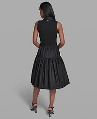 Karl Lagerfeld Paris Petite V-Neck Polo Collared Dress