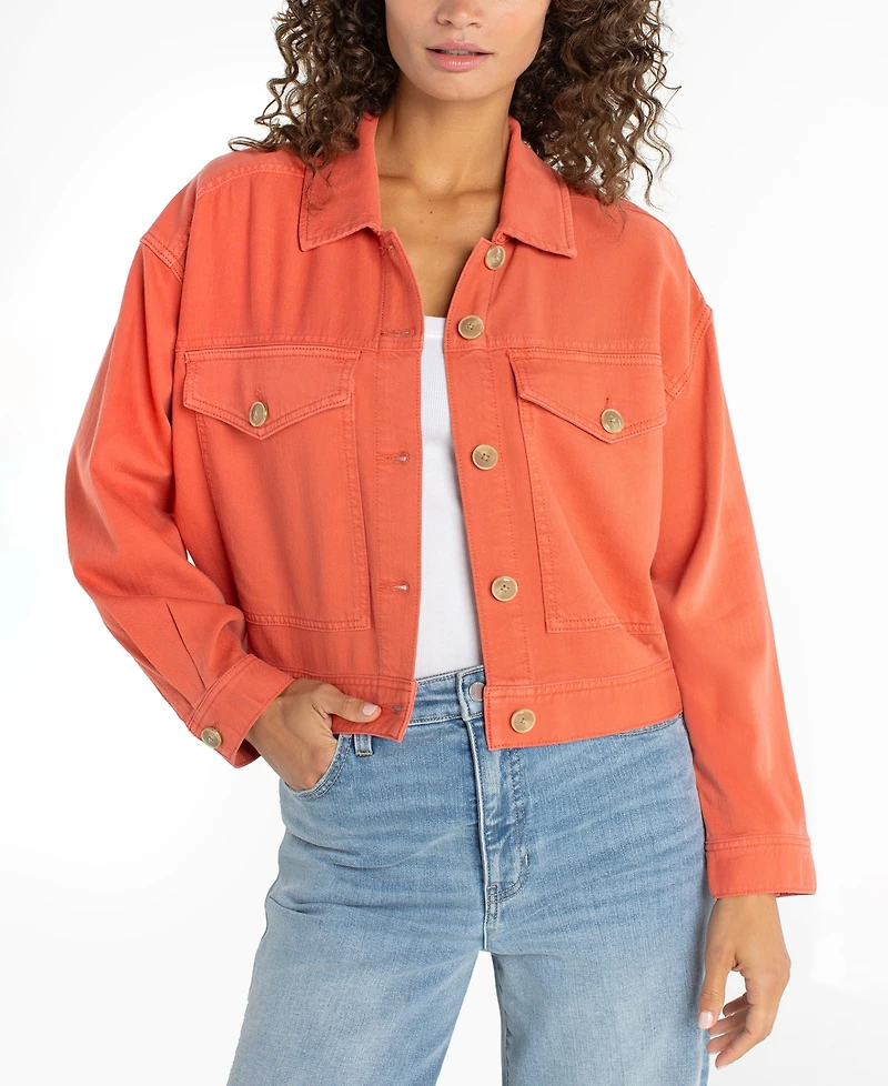 Liverpool Los Angeles Women's Cropped Oversized Denim Jacket