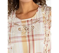 Liverpool Los Angeles Women's Plaid Crewneck Top