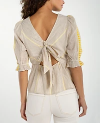 Liverpool Los Angeles Women's Square Neck Embroidered Top