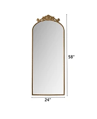 Busdays 58" x 24" Arched Full-Length Wall Mirror with Ornate Carved Applique Top for Living Room or Bedroom