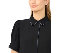 CeCe Women's Short-Sleeve Button-Up Top