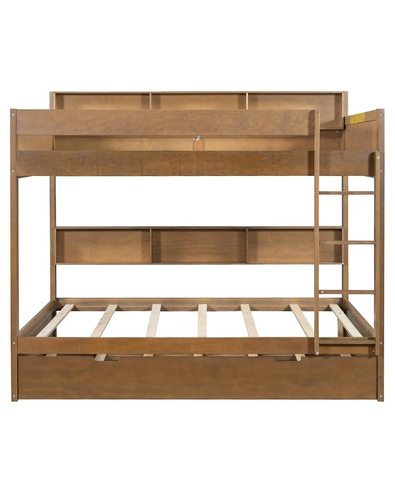 Streamdale Furniture Twin over twin bunk bed with trundle, Antique Wood