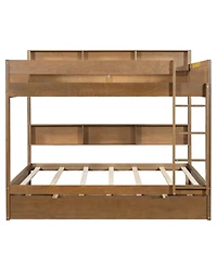 Streamdale Furniture Twin over twin bunk bed with trundle, Antique Wood