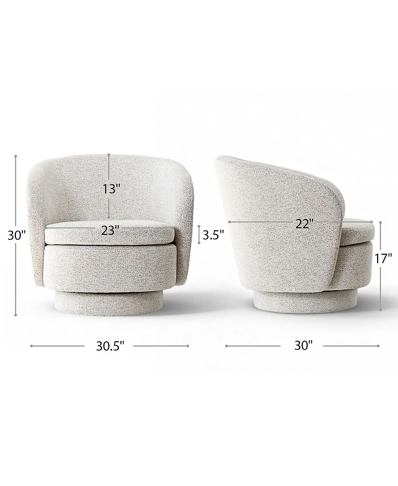 Maison Boucle 30.5" Swivel Barrel Accent Chair, Round Upholstered Armchair, 1 Pc