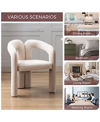 Rainsken Velvet Fabric Upholstered Accent Chair Set of 2, Barrel Side Chairs with Elephant Feet and Curved Backrest for Living Room