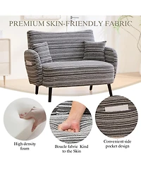 Rainsken Modern Boucle Accent Chair, Loveseat Sofa and Deep Seat Chaise with Pillows and Storage Pockets for Living Room and Home Office