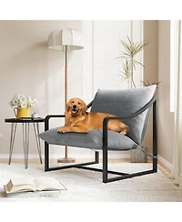 gaomon Set of 2 Sling Accent Chairs, Removable Cushion, Lounge Chairs for Living Room, Bedroom, Patio, Easy Assembly