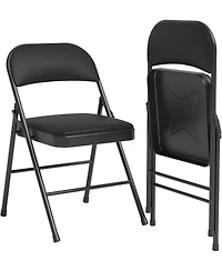 gaomon 6-Pack Folding Chairs with Padded Cushion and Back, Pu Leather, Stackable, Portable for Dining, Office, Indoor/Outdoor