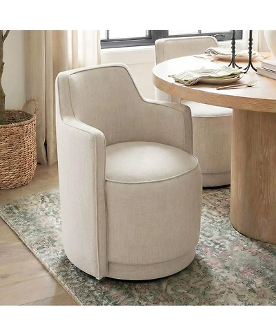 Maison Boucle Swivel Dining Armchair, Upholstered Barrel Accent Chair, 1 Pc