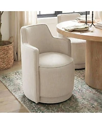 Maison Boucle Swivel Dining Armchair, Upholstered Barrel Accent Chair, 1 Pc