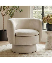Maison Boucle 31 Wide Swivel Barrel Accent Chair, 360degree(s) Upholstered Armchair, 1 Pc