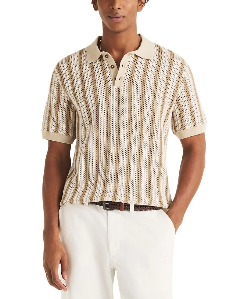 Nautica Men's Short-Sleeve Striped Polo Sweater