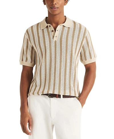 Nautica Men's Short-Sleeve Striped Polo Sweater
