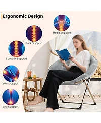 gaomon 2-Piece Saucer Chair Set, Faux Fur Lounge Moon Chairs, Oversized Plush Foldable Seat, Bedroom, Dorm