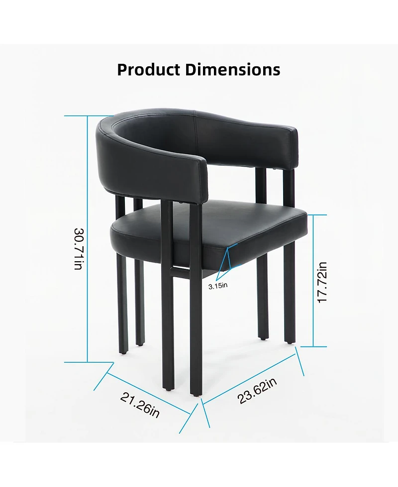 Streamdale Furniture Faux Leather Barrel Dining Chairs(Set of 2)