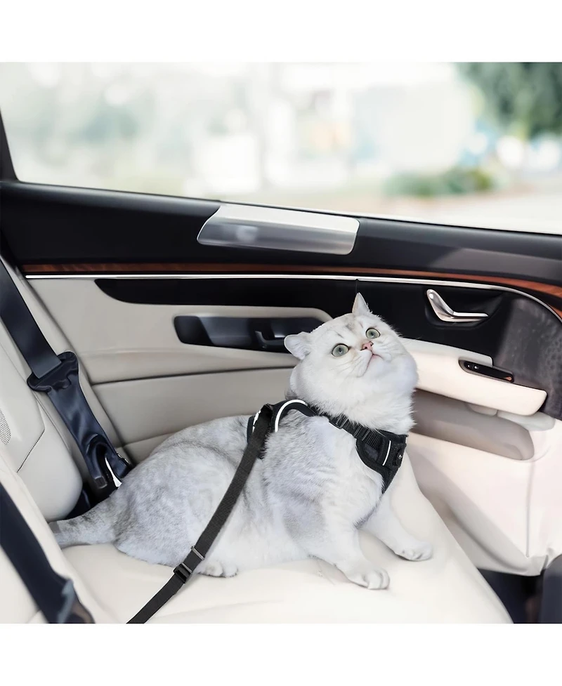 Aronkl Escape Proof Cat Harness Leash Adjustable Breathable Comfortable Vest Easy Wear Outdoor Travel Car Seat Belt Safe