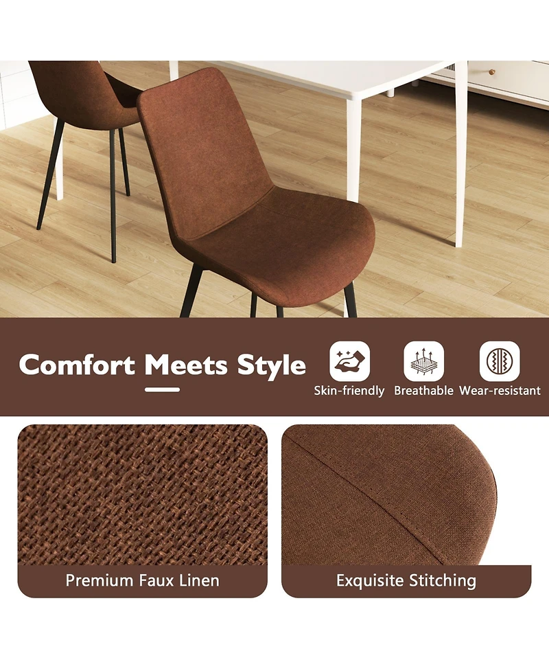 Gymax Dining Chair Set of 4 w/ Metal Legs Padded Seats and Backs for Room