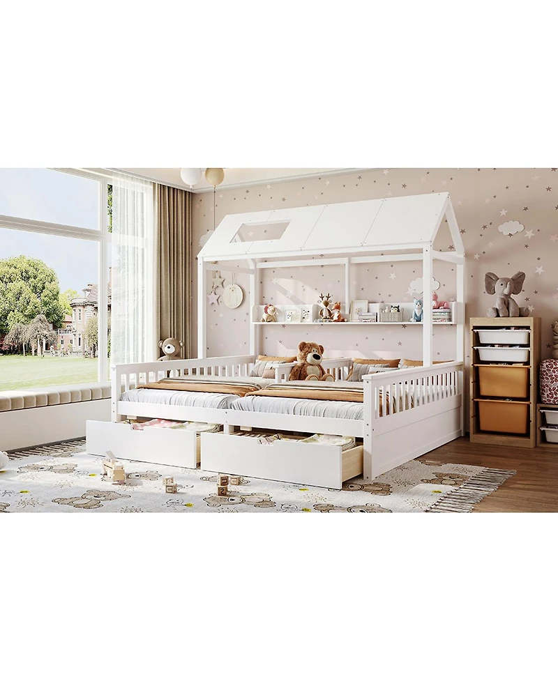 Streamdale Furniture Twin Platform Bed with Storage Shelves and Drawers