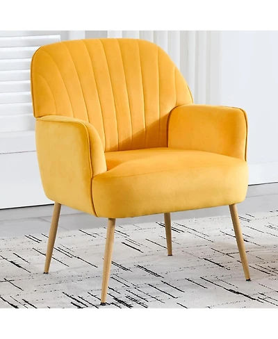 Streamdale Furniture Velvet Accent Chair with Metal Legs