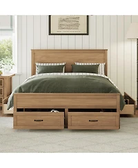 Streamdale Furniture Wood Storage Bed w/ 6 Drawers, No Box Spring Needed