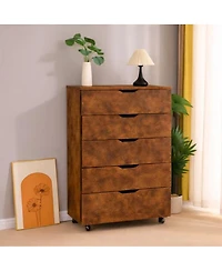 Streamdale Furniture 5-Drawer Rolling Dresser/Storage Cabinet