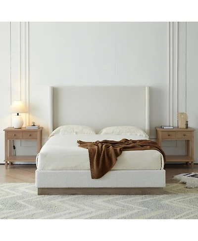 Streamdale Furniture King Cream Boucle Wingback Bed