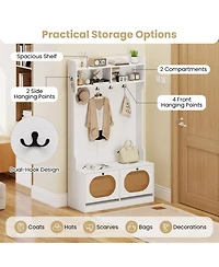 Gouun 4-in-1 Entryway Hall Tree with Coat Rack, Shoe Bench and Flip Drawers