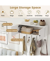 Gouun Wall Mounted Entryway Coat Rack with Storage Cabinet and 5 Hooks